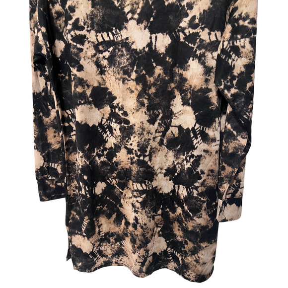 JENNI WOMENS SMALL LONG SLEEVE SUPER SOFT SLEEP SHIRT TIEDYE PRINT BLACK TAN - Picture 8 of 11